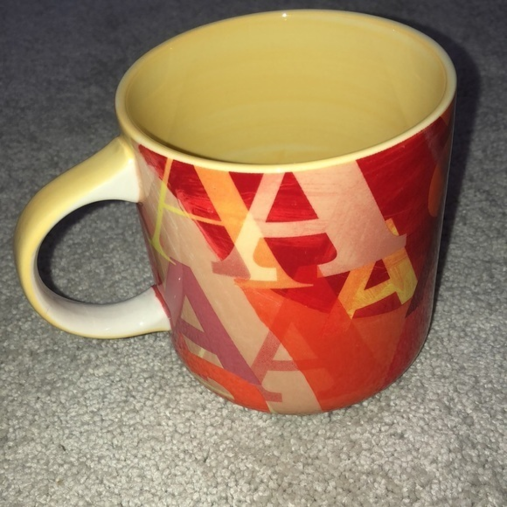 Anthropologie Coffee Cup Mug Letter Initial A Print‎